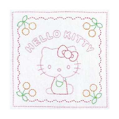 花ふきんハローキティとさくらんぼ（白)