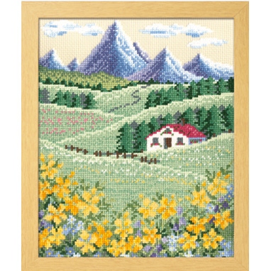 アルプスの山並みとハイジの花畑