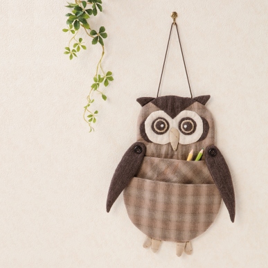 フクロウのウォールポケット