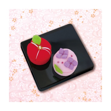 和菓子マグネット 椿とアジサイ