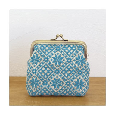 がま口ポーチ角型（ベージュ)