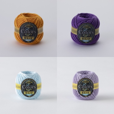 エミーグランデ＜カラーズ＞10g玉巻　555番・675番・351番・622番 各1玉使用