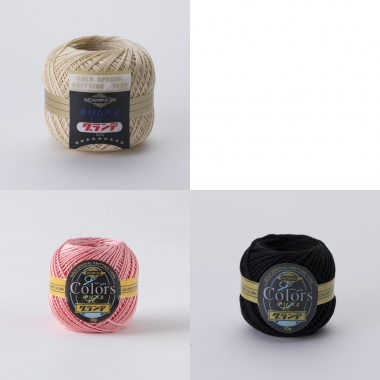 エミーグランデ50g玉巻　808番 1玉、エミーグランデ＜カラーズ＞10g玉巻　117番・901番 各1玉使用