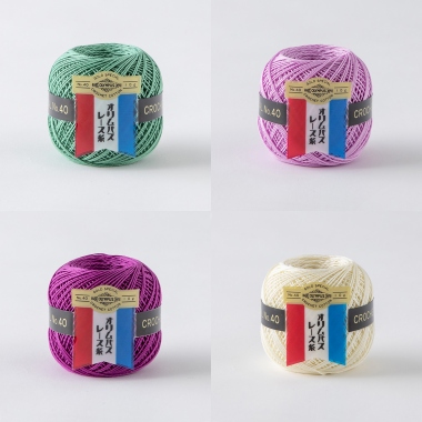 金票40番レース糸10g玉巻　254番色・132番色・134番色・519番色 各１玉、